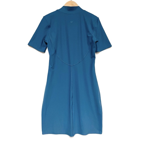 Lululemon 2023 All Aligned Ribbed Short Sleeve Dress Pitch Blue Nulu Athleisure - Picture 3 of 14